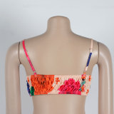 Casual Printed Straps Bra Bodycon Mini Skirt