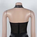 Hot Drilling Sexy See-through Backless Halter Rompers