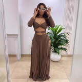 Elasticity Split Hollow Tight Long Dresses