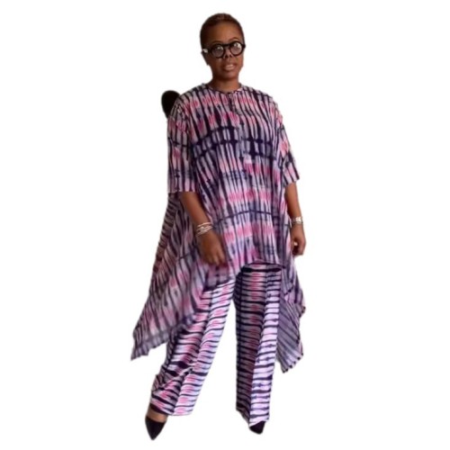 Casual Printed Irregular Wide-leg Two-piece Pant Set
