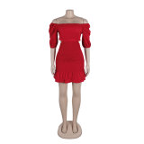 Solid Color Off Shoulder Club Dresses