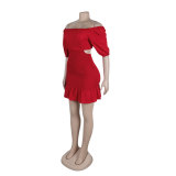 Solid Color Off Shoulder Club Dresses