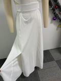 Solid Color Straps Slit Backless Maxi Dresses