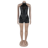 Hot Drilling Sexy See-through Backless Halter Rompers