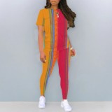 Custom Casual Digital Printing O Neck Two Piece Pant Set