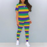 Custom Casual Digital Printing O Neck Two Piece Pant Set