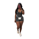 Women's Casual Washed Cargo Shorts Rompers