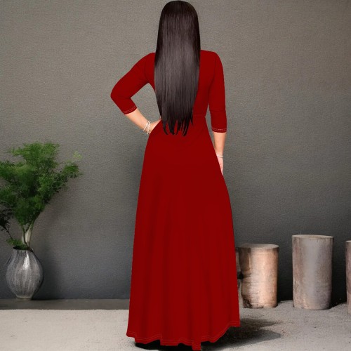 Casual Figure Print Lace-Up V Neck Printed Dresses