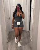 Women's Casual Washed Cargo Shorts Rompers