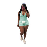 Women's Casual Washed Cargo Shorts Rompers