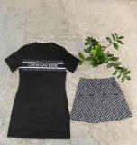 Casual Printed Short Sleeve T-shirt + Mini Skirt Two-piece Set
