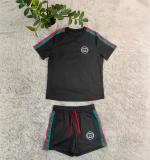 Simple Embroidered Short Sleeve Shorts Outfits Ensemble for Women