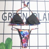 Summer Beach Padded Printed Halter Bikini Swimwear