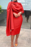 Elegant Ruched Knee-Length Pencil Celebrity Bodycon Midi Dresses