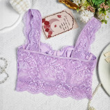 Solid Tank Top Lace Embroidery Hollow Out Backless Corset De Mujer Sexy