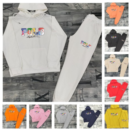 High Quality Cotton Print O Neck Long Sleeve Hoodie Sweatsuits Set