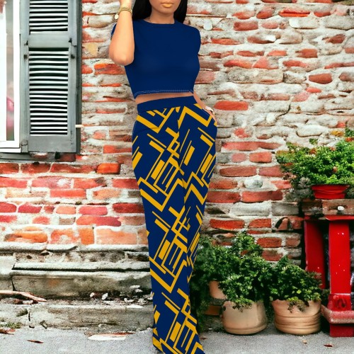 1 Piece Custom Casual Digital Printing O Neck Two Piece Pant Set