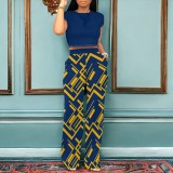 1 Piece Custom Casual Digital Printing O Neck Two Piece Pant Set