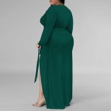 1 Piece Custom Plus Size Casual V Neck Long Sleeve Maxi Dresses