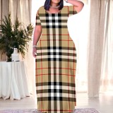 1 Piece Custom Plus Size Casual Print Long Sleeve Maxi Dresses
