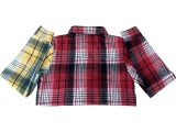 Fashion Plaid Woolen Button Lapel Crop Jacket