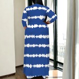 1 Piece Custom Plus Size Casual Print V Neck Long Sleeve Maxi Dresses
