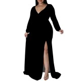 1 Piece Custom Plus Size Casual V Neck Long Sleeve Maxi Dresses