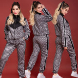 Outdoor Sports Long Sleeves Zip Up High Neck Jacket Set