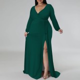 1 Piece Custom Plus Size Casual V Neck Long Sleeve Maxi Dresses