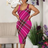 1 Piece Custom Casual Print Square Neck Sleeveless Midi Dresses