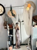 Mob Wife Aesthetic Leopard Print Straps Strapless Maxi Dress