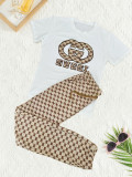 High Quality Simple Embroidery Short Sleeve Two Piece Outfits