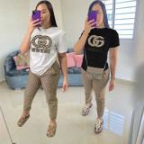 High Quality Simple Embroidery Short Sleeve Two Piece Outfits