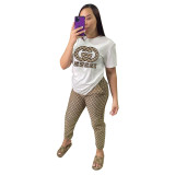 High Quality Simple Embroidery Short Sleeve Two Piece Outfits