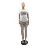 High Quality Simple Embroidery Short Sleeve Two Piece Outfits