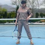 Casual Printed Embroidery High Collar Zipper Sportswear Two-piece Set