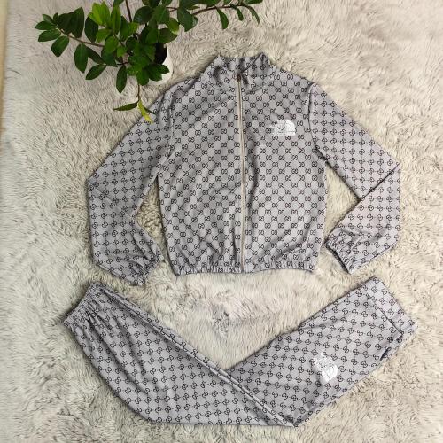 Casual Printed Embroidery High Collar Zipper Sportswear Two-piece Set