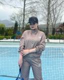Casual Printed Embroidery High Collar Zipper Sportswear Two-piece Set