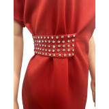Elegant Batwing Sleeve Midi Dress