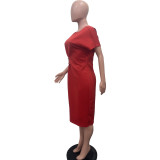 Elegant Batwing Sleeve Midi Dress
