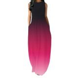 1 Piece Custom Fashion Gradient Color Sleevelss Maxi Dresses