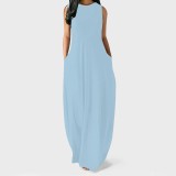 1 Piece Custom Fashion Solid Sleevelss Maxi Dresses