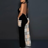 Sexy Print Halter Backless One-Piece Jumpsuits