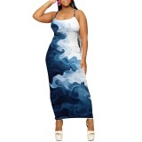 1 Piece Custom Fashion Straps Printed Long Dresses