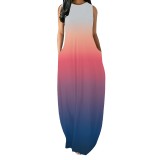 1 Piece Custom Fashion Gradient Color Sleevelss Maxi Dresses