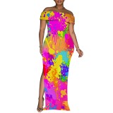 Sexy Print Off Shoulder Maxi Dresses