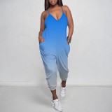 Sexy Gradient Color Print Straps One-Piece Jumpsuits