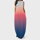 1 Piece Custom Fashion Gradient Color Sleevelss Maxi Dresses