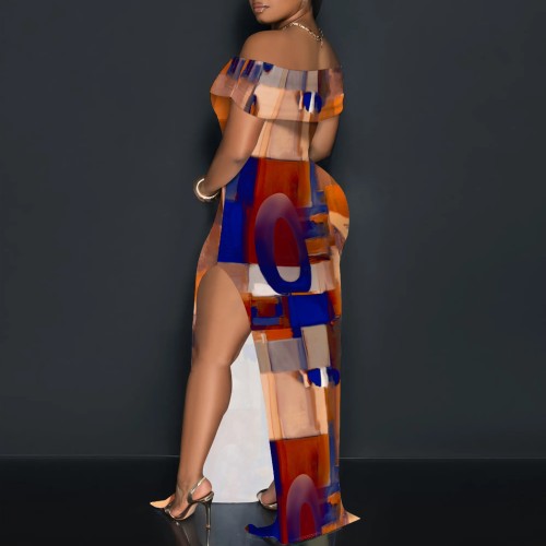Sexy Print Off Shoulder Maxi Dresses