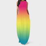 1 Piece Custom Fashion Gradient Color Sleevelss Maxi Dresses